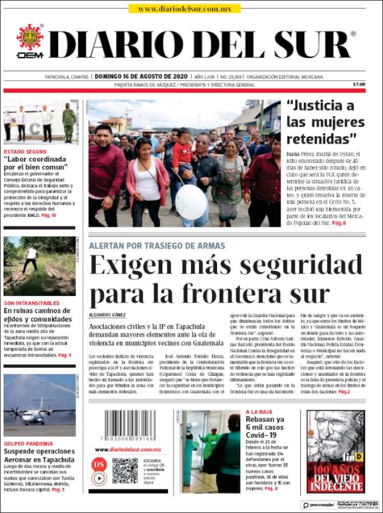 Portada de El Diario del Sur (Mexico)