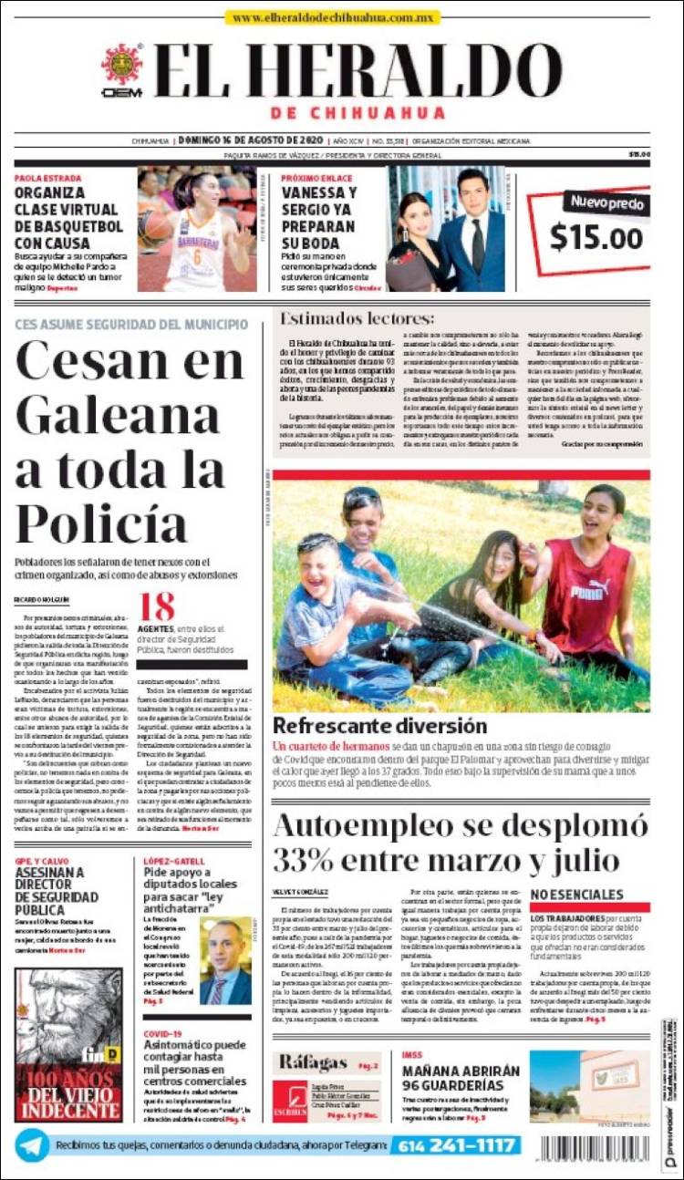 Portada de El Heraldo de Chihuahua (Mexico)