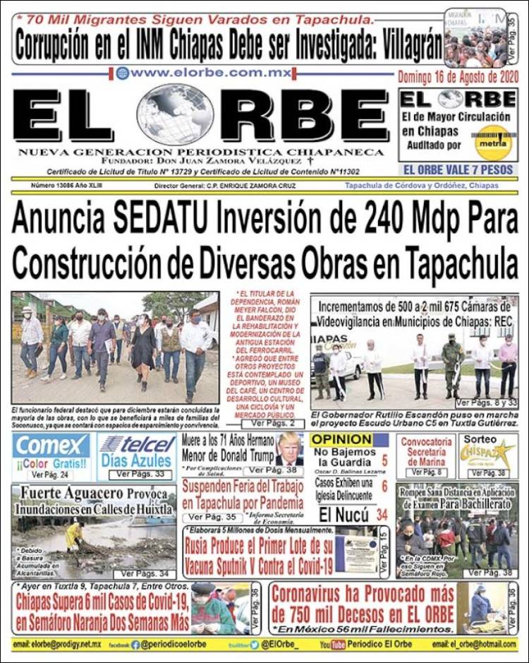 Portada de El Orbe (Mexico)