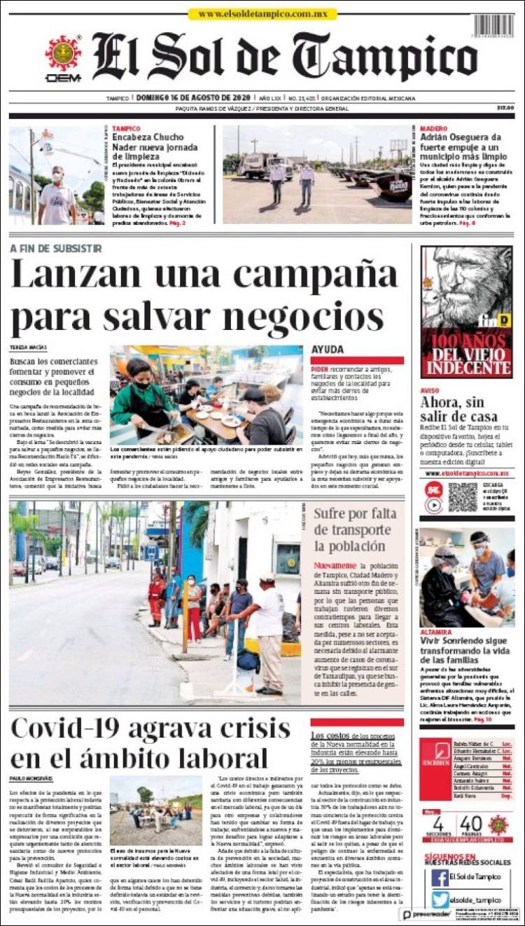 Portada de El Sol de Tampico (Mexico)