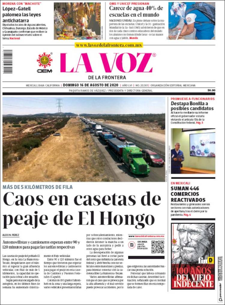 Portada de La Voz de la Frontera (Mexico)