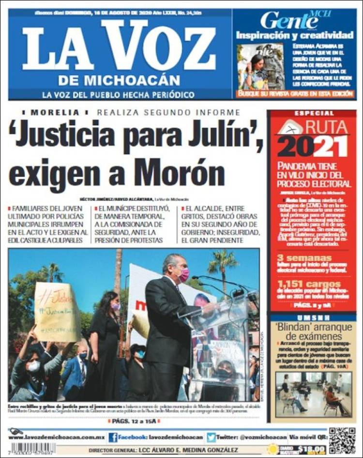 Portada de La Voz de Michoacán (Mexico)