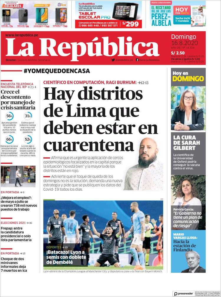 Portada de La Republica (Per&uacute;)