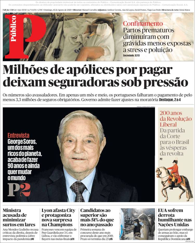 Portada de Público (Portugal)