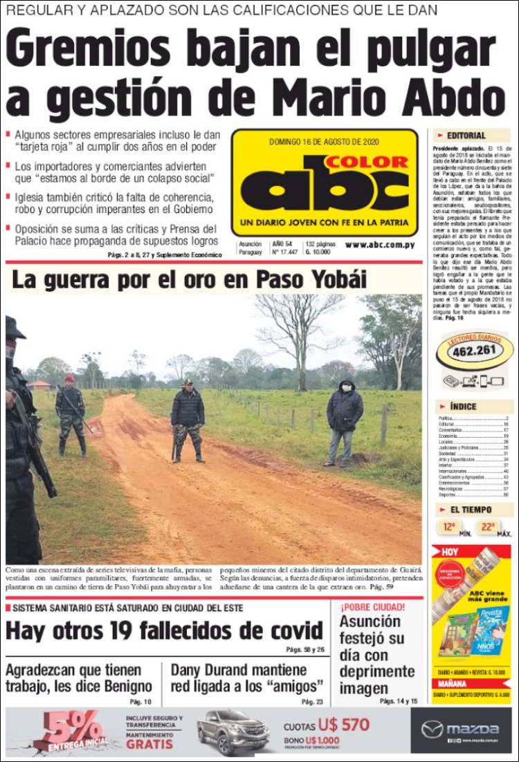 Portada de ABC Color (Paraguay)