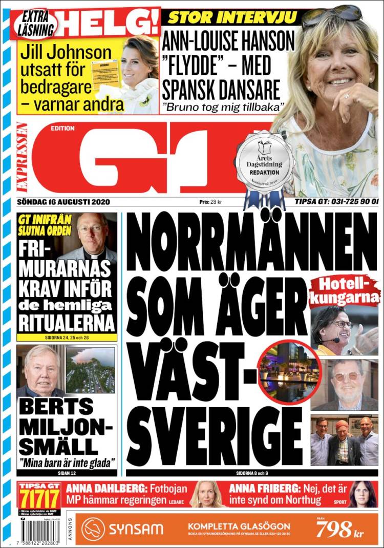 Portada de Göteborgstidningen (Suecia)