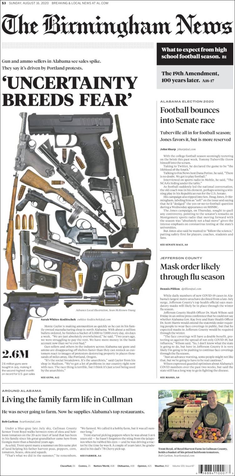 Portada de Birmingham News (USA)