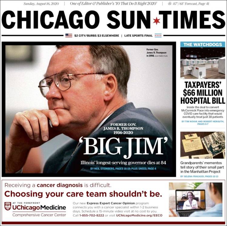 Portada de Chicago Sun-Times (USA)