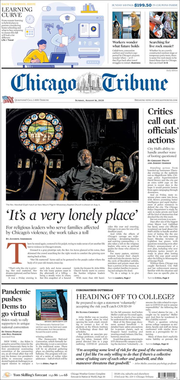 Portada de Chicago Tribune (USA)