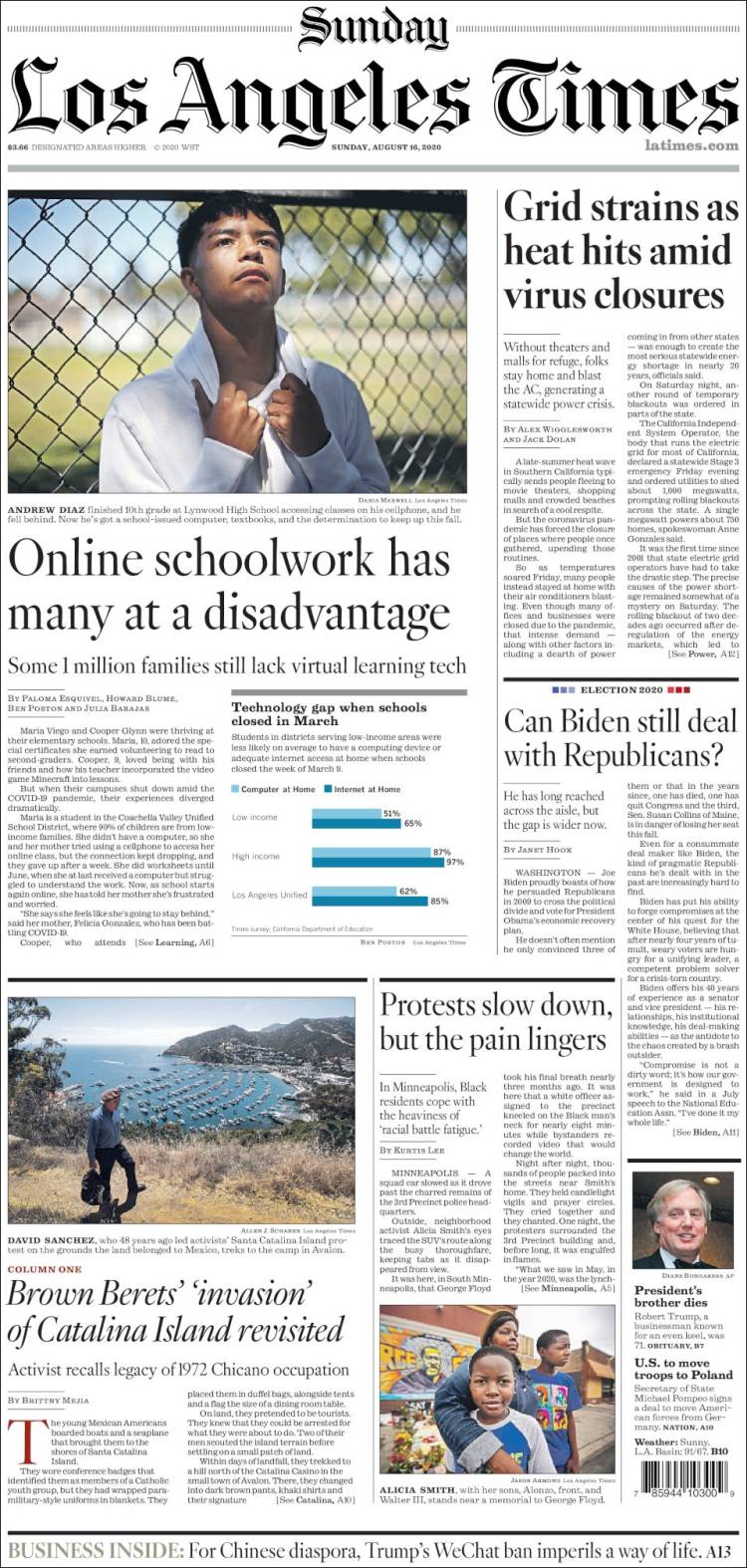 Portada de Los Angeles Times (USA)