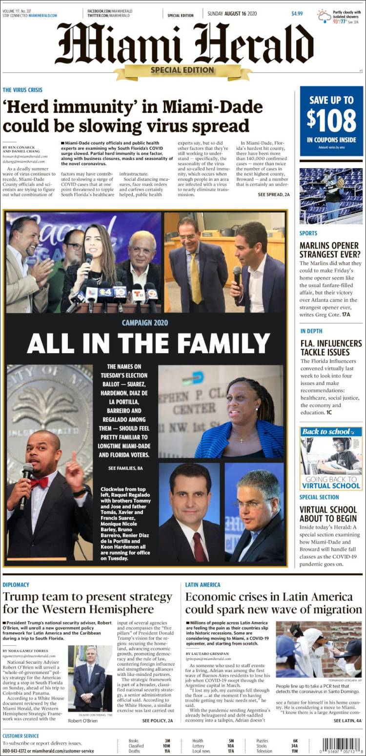 Portada de Miami Herald (USA)