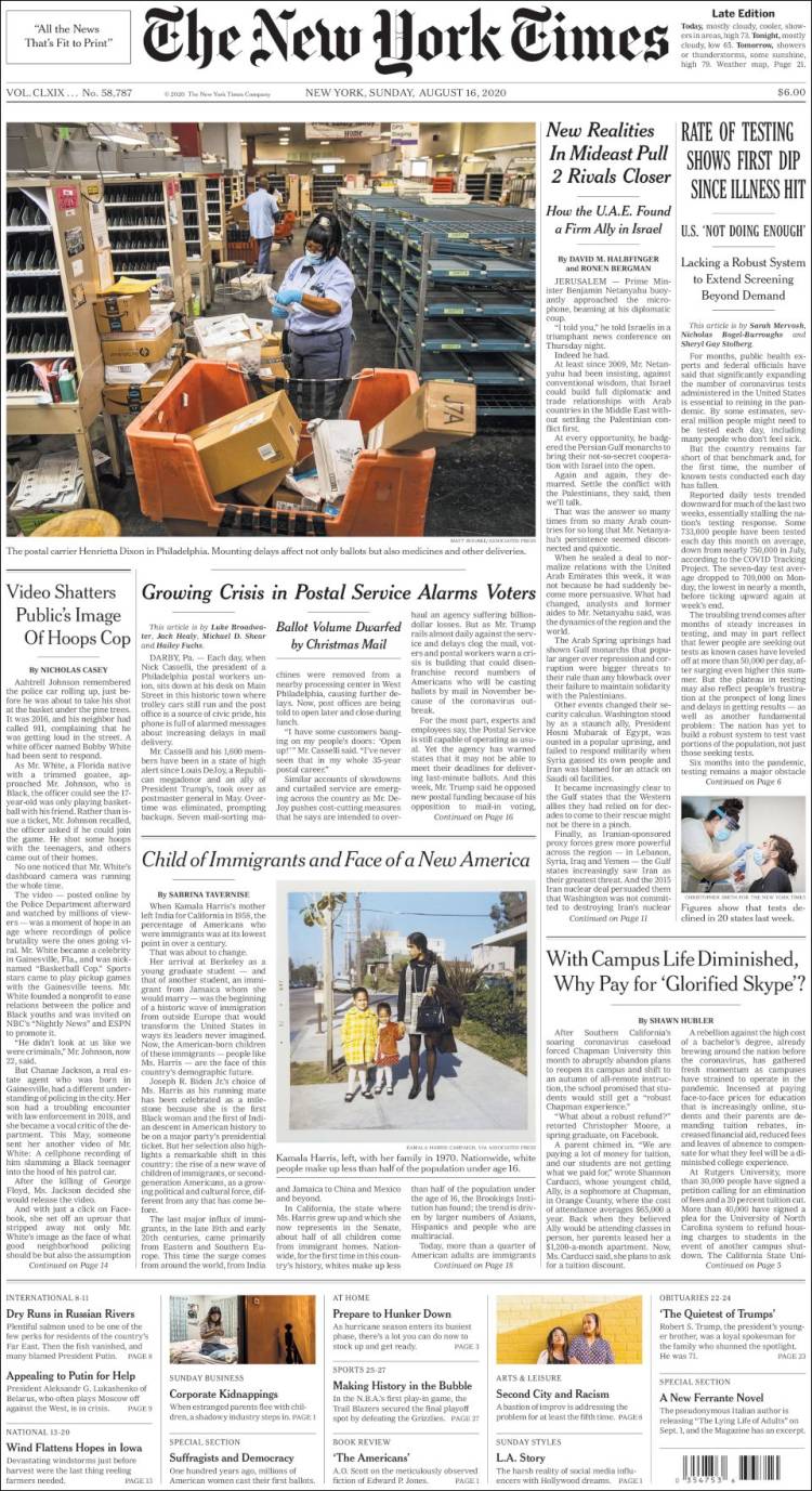 Portada de New York Times (USA)