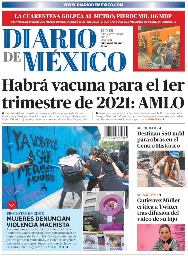 Portada de Diario de México (M&eacute;xico)