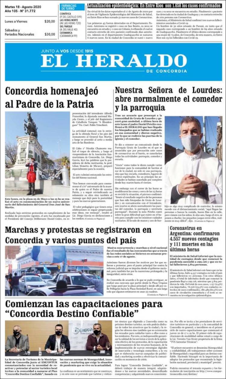Portada de El Heraldo de Concordia (Argentina)