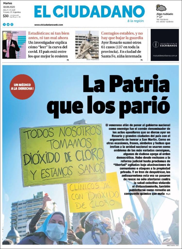 Portada de Diario El Ciudadano (Argentina)