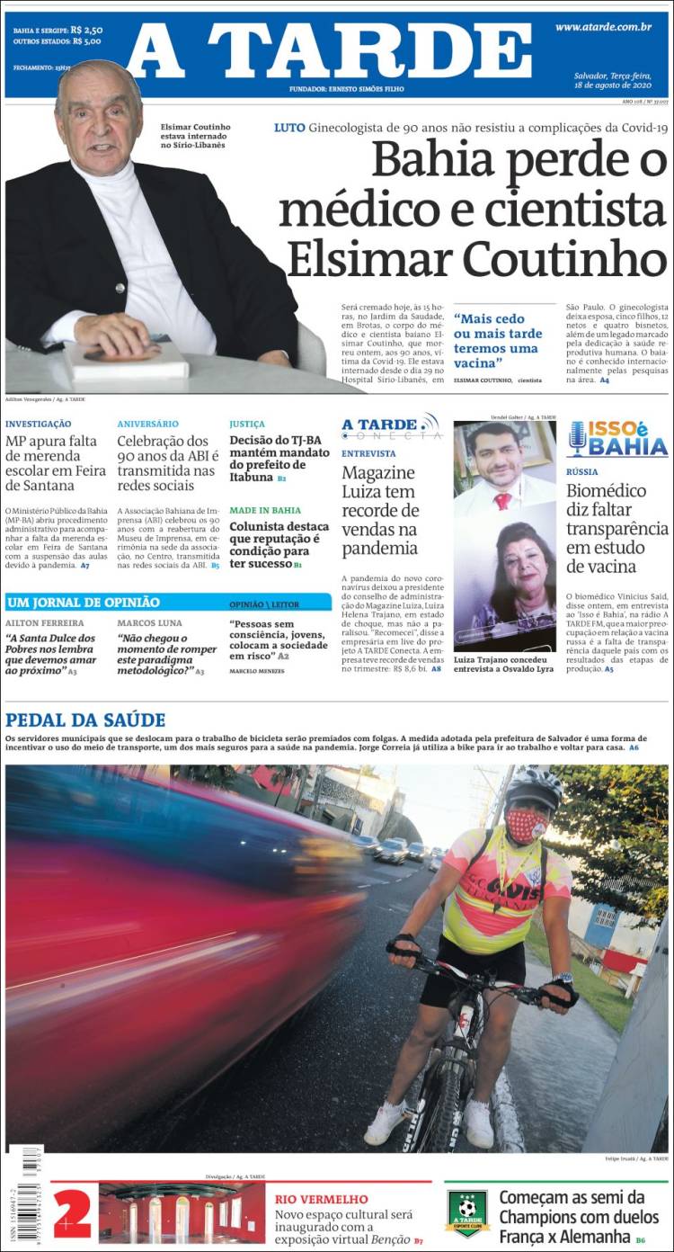 Portada de Diário A Tarde (Brasil)