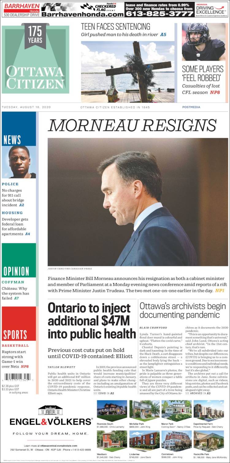 Portada de Ottawa Citizen (Canadá)