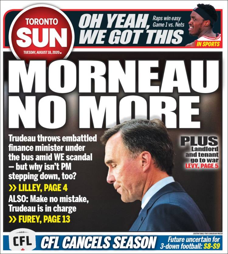 Portada de The Toronto Sun (Canadá)