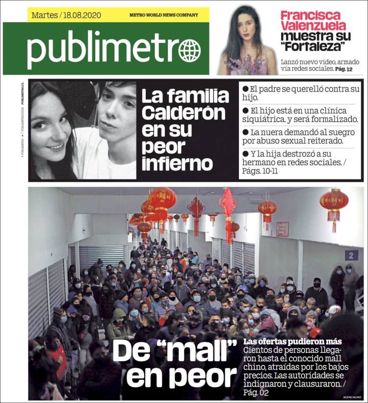 Portada de Publimetro (Chile)