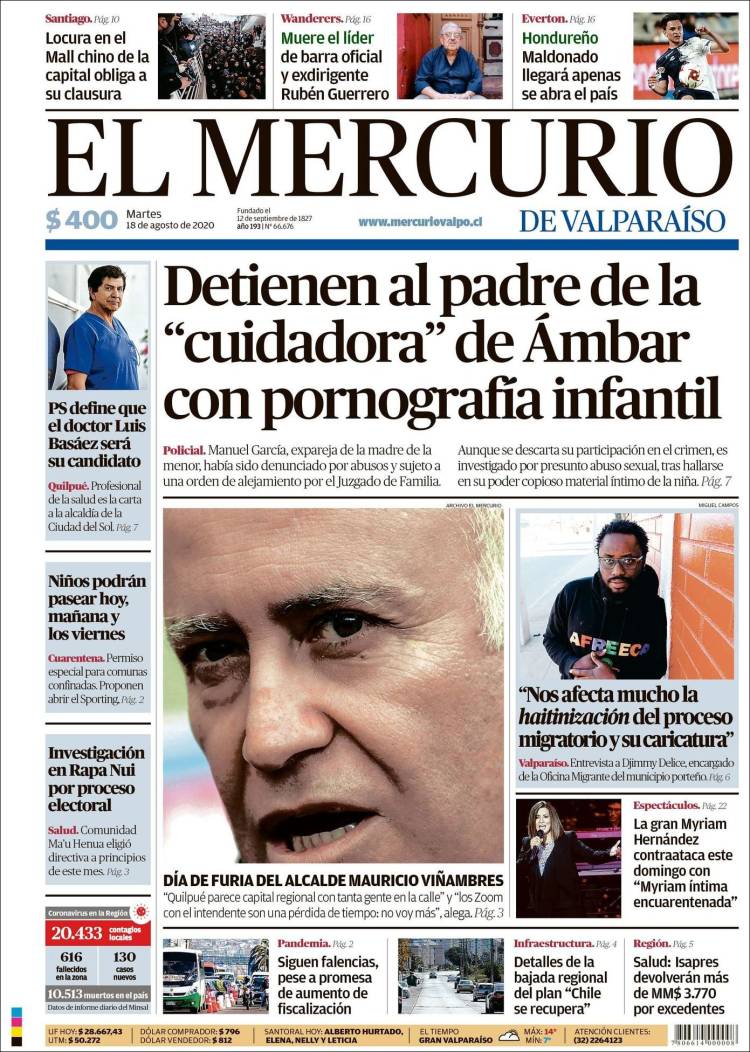 Portada de Mercurio de Valparaiso (Chile)