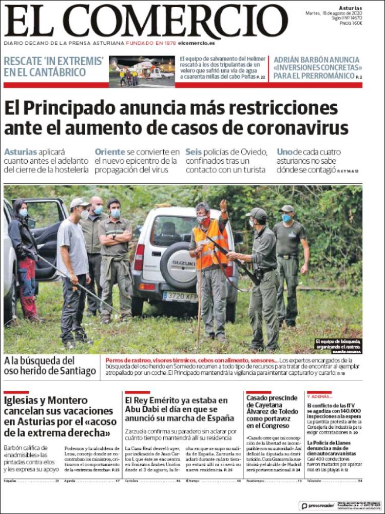 Portada de El Comercio (Espa&ntilde;a)