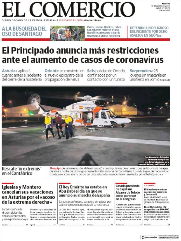 Portada de El Comercio - Gijón (Espa&ntilde;a)