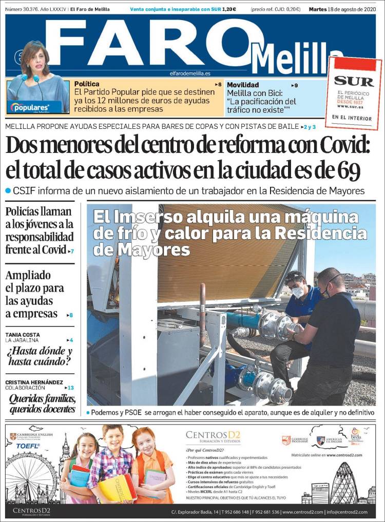 Portada de El Faro de Melilla (Espa&ntilde;a)