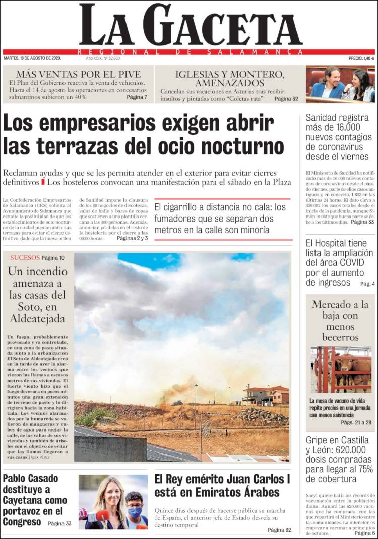 Portada de La Gaceta de Salamanca (Espa&ntilde;a)