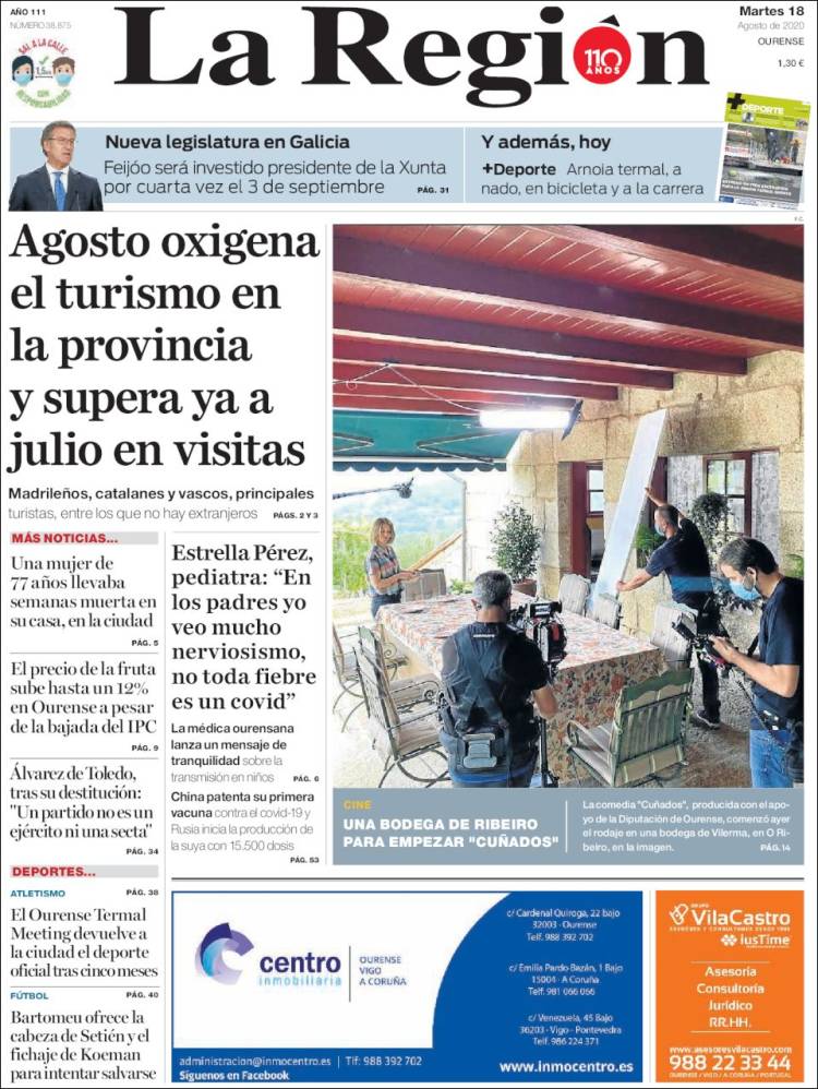 Portada de La Región de Ourense (Espa&ntilde;a)