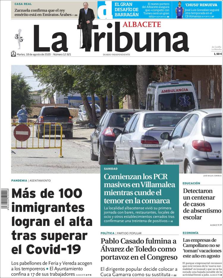 Portada de La Tribuna de Albacete (Espa&ntilde;a)