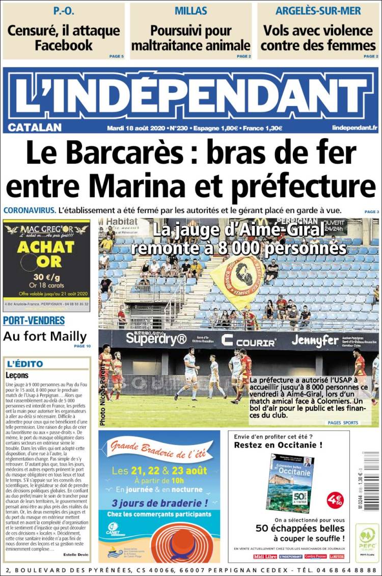 Portada de Le Indépendant (Francia)