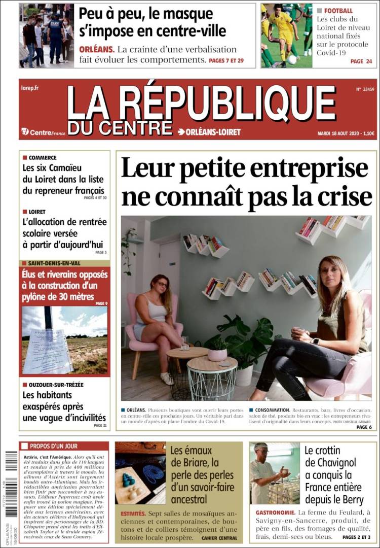 Portada de La République du Centre (Francia)