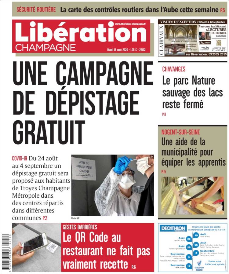Portada de Libération Champagne (Francia)