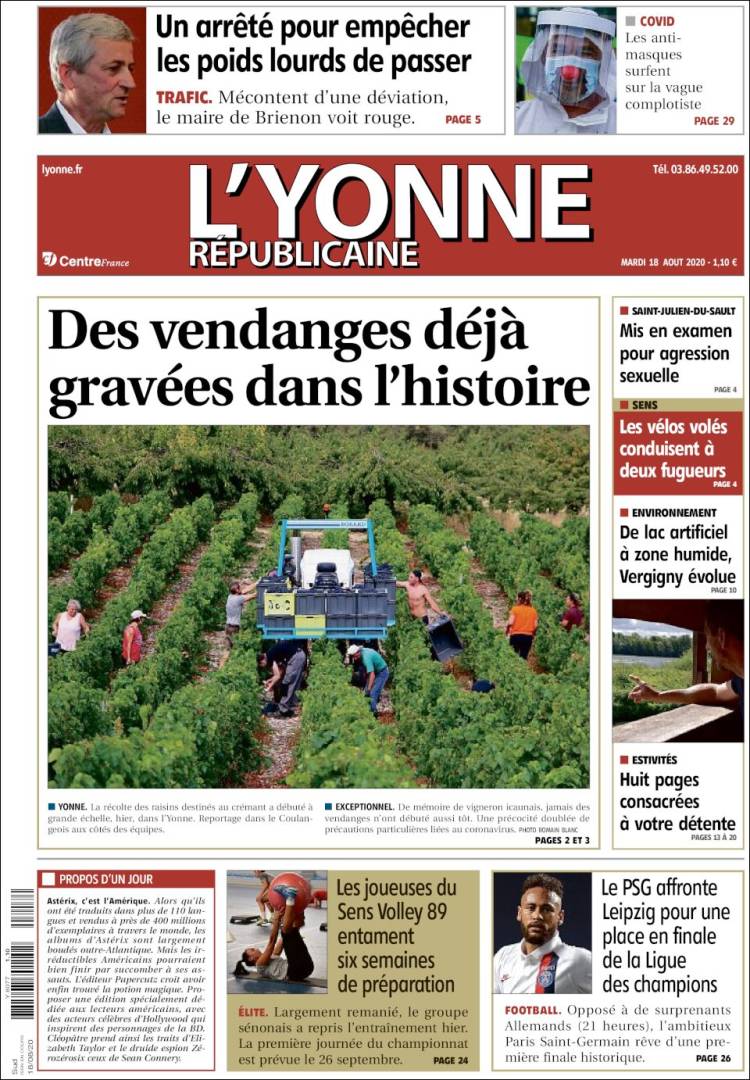 Portada de L'Yonne-Républicaine (Francia)