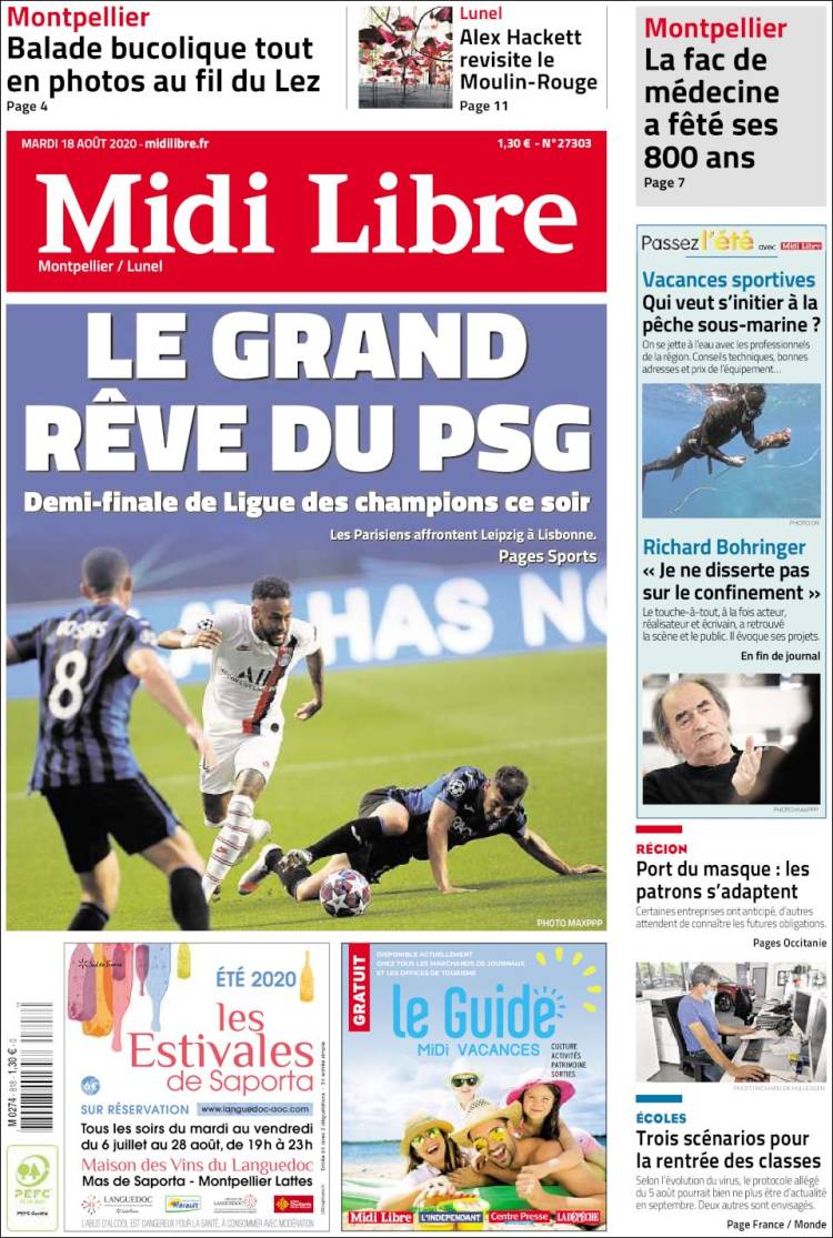 Portada de Midi Libre (Francia)