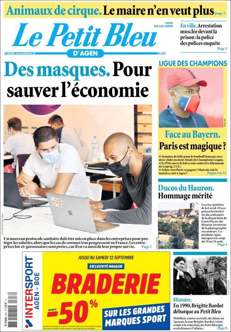 Portada de Le Petit Bleu (Francia)