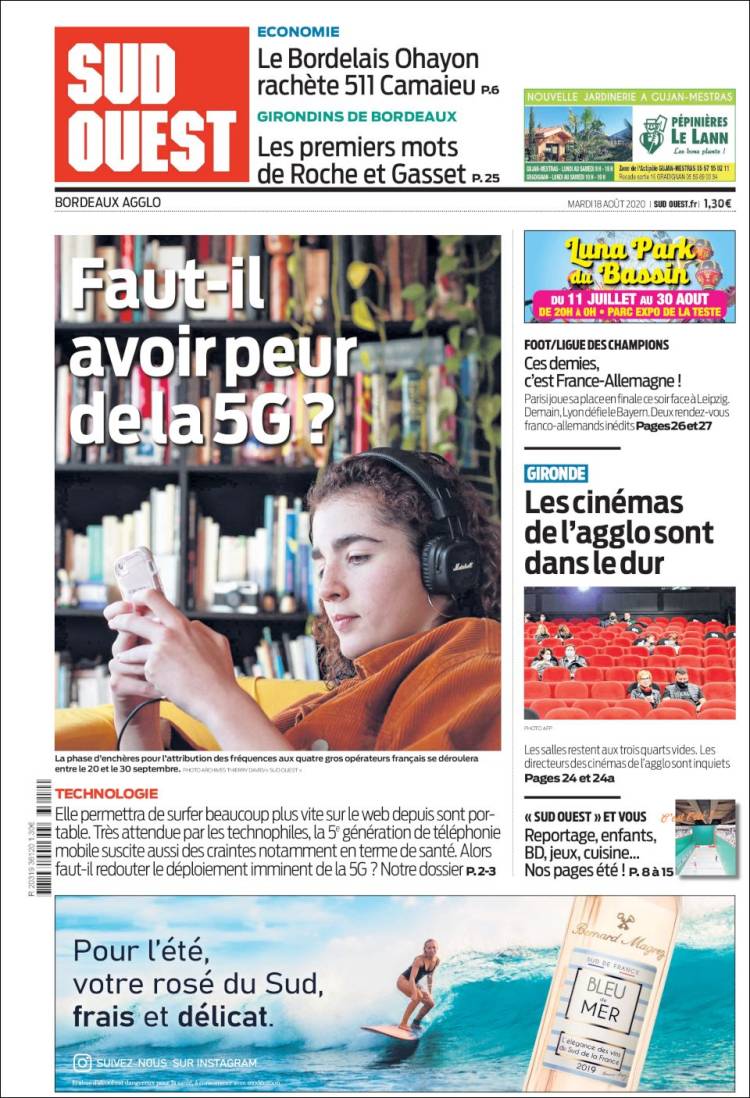 Portada de Sud Ouest (Francia)