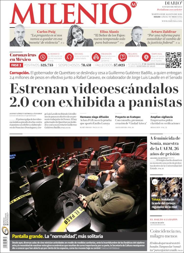 Portada de Milenio - Estado de México (México)