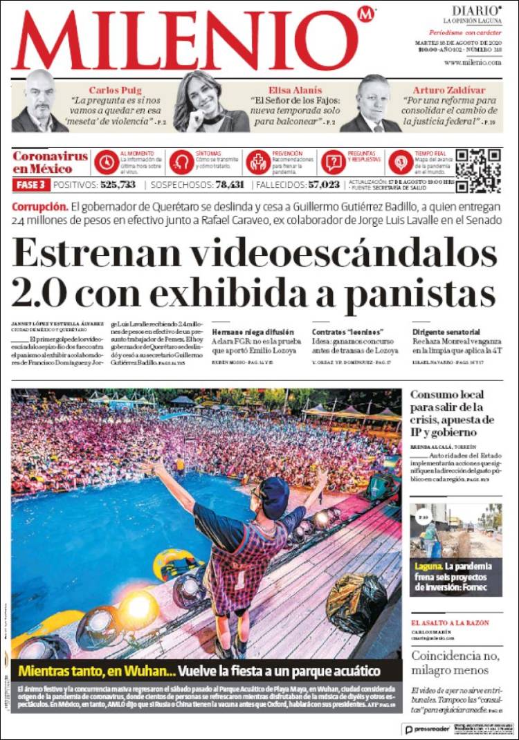 Portada de Milenio - Laguna (México)