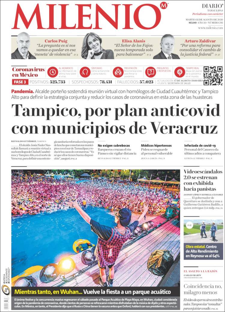 Portada de Milenio - Tamaulipas (México)