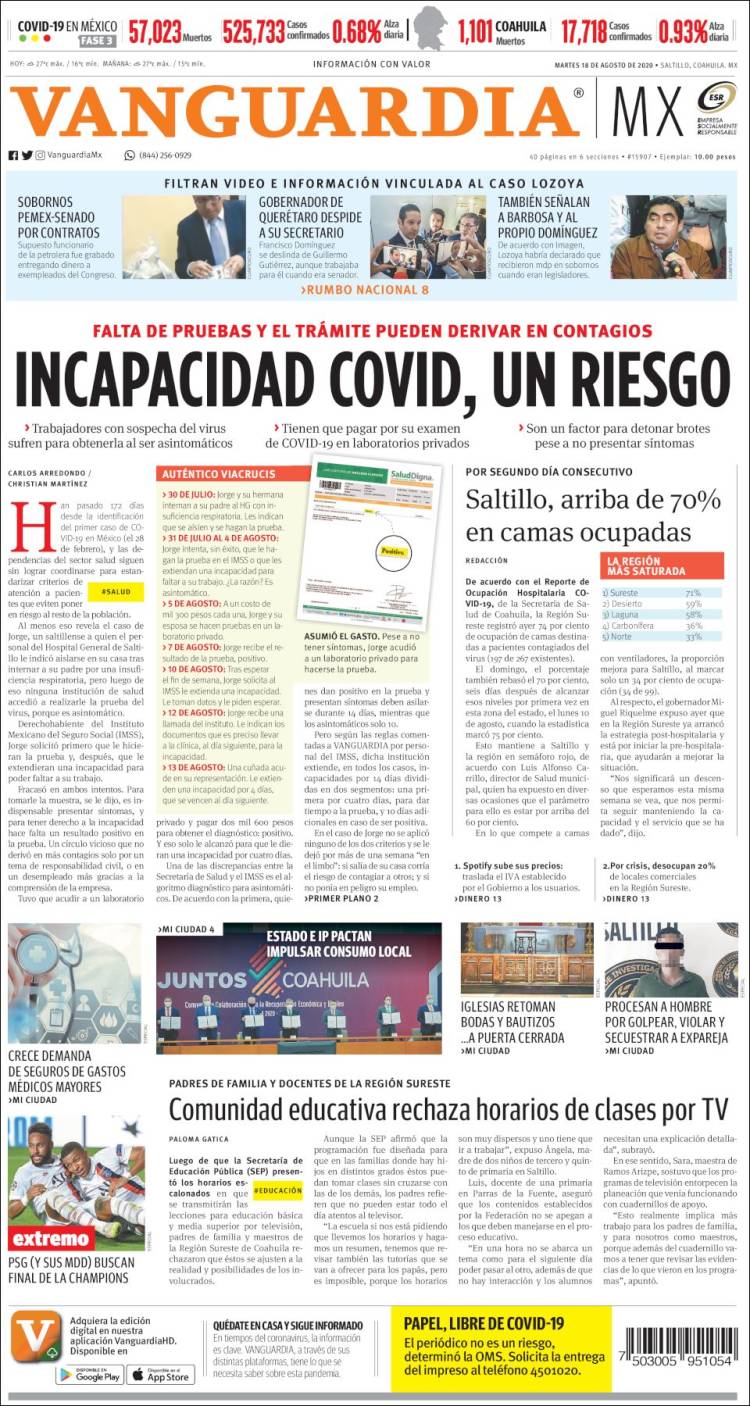 Portada de Vanguardia (Mexico)