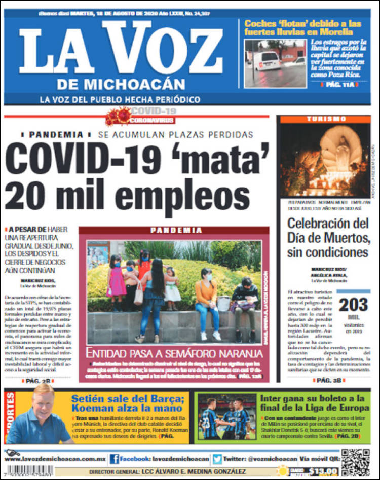 Portada de La Voz de Michoacán (Mexico)