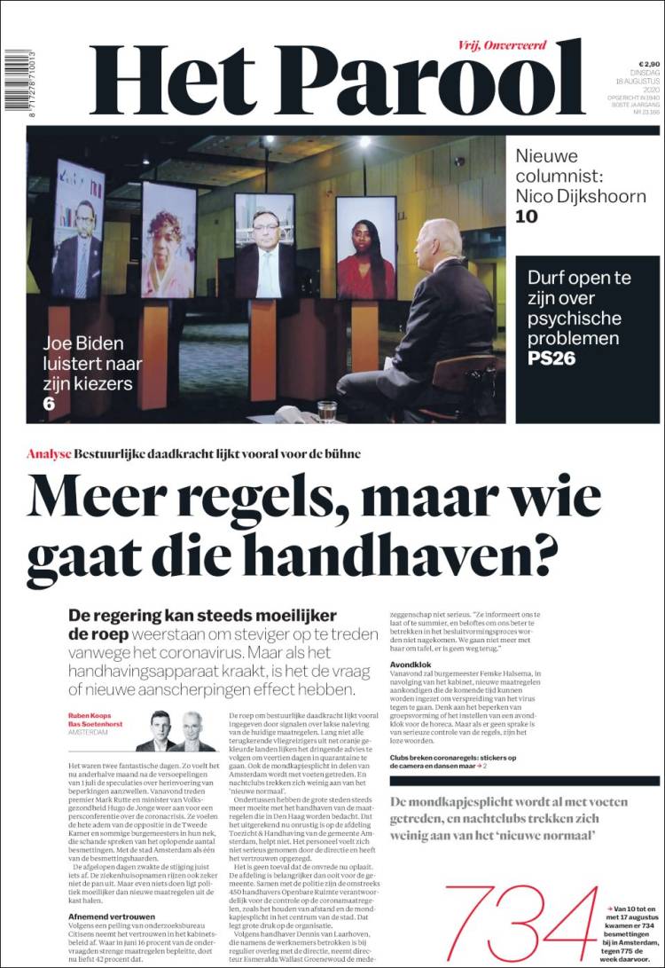 Portada de Het Parool (Pa&iacute;ses Bajos)