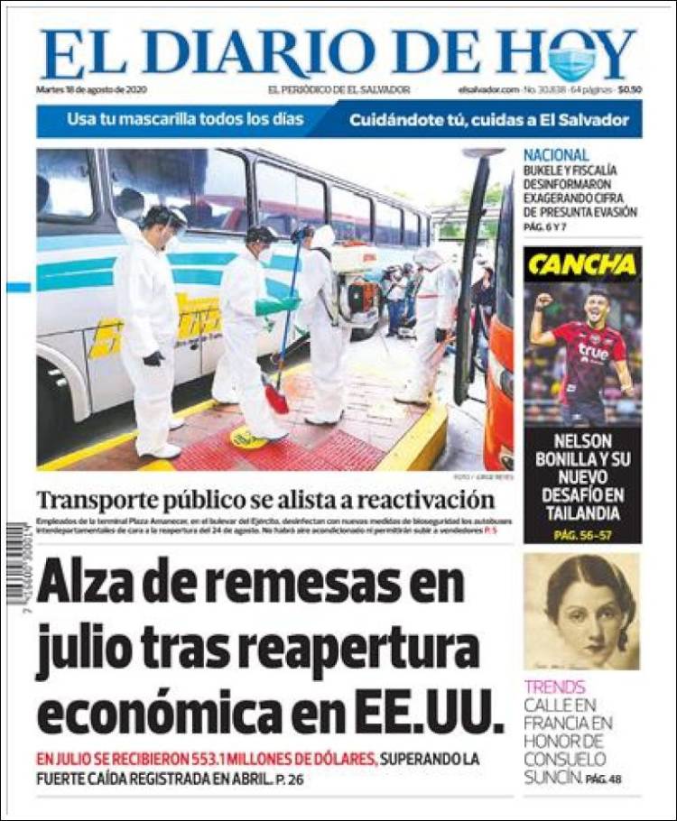 Portada de El Diario de Hoy (El Salvador)