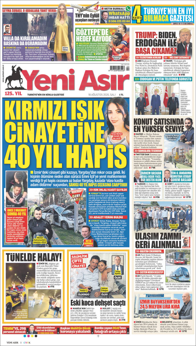 Portada de Yeni Asır (Turqu&iacute;a)