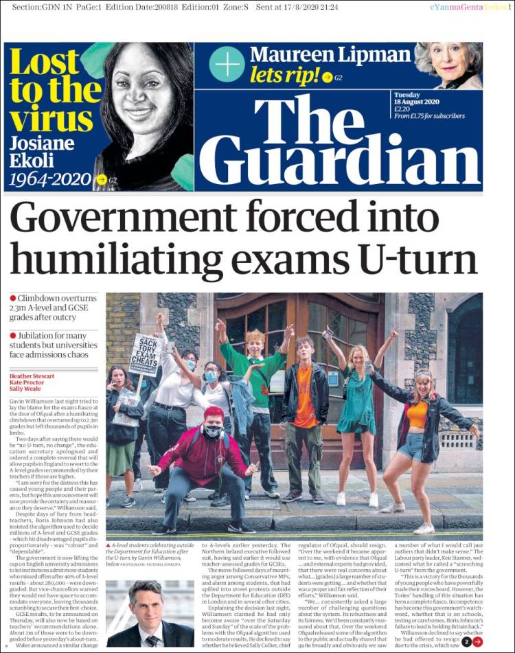 Portada de The Guardian (Reino Unido)