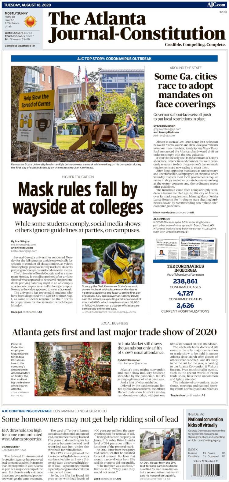 Portada de The Atlanta Journal-Constitution (USA)