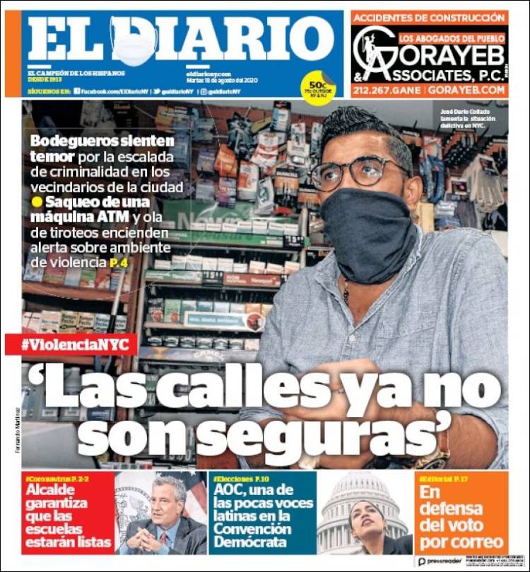 Portada de El Diario NY (USA)