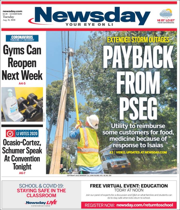 Portada de Newsday (USA)