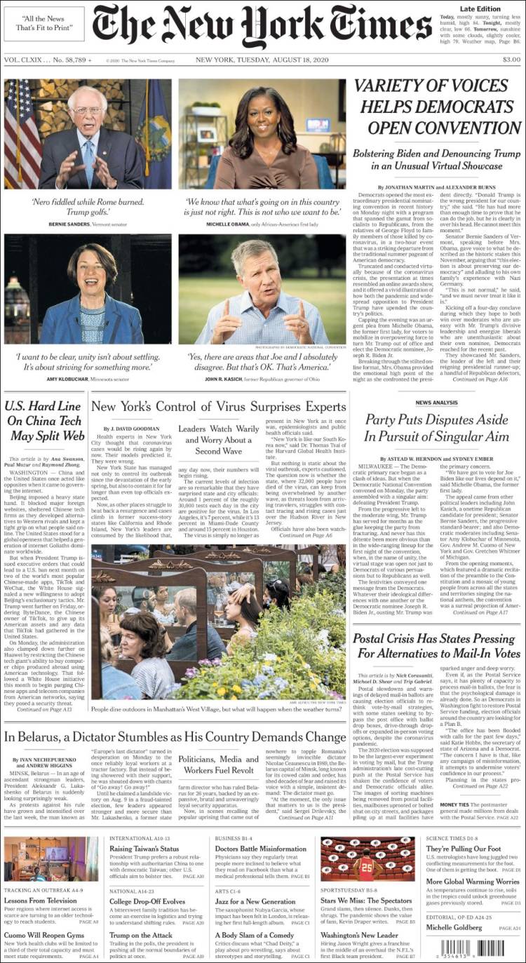 Portada de New York Times (USA)